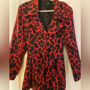 Donna Morgan Red and Black Animal Print Blazer